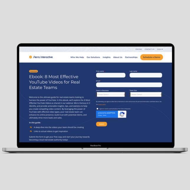 Landing Page Design: Sierra Interactive Ebook